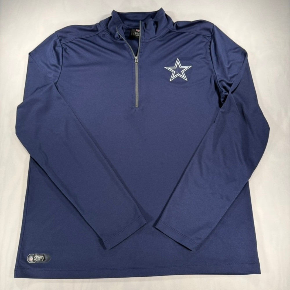 NFL Dallas Cowboys Pullover Mens Large Navy Blue 1/4 Zip New Era Fan Gear